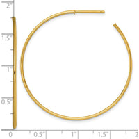 14K Yellow Gold Polished C-Hoop Post Earrings - 45mm Length by 0