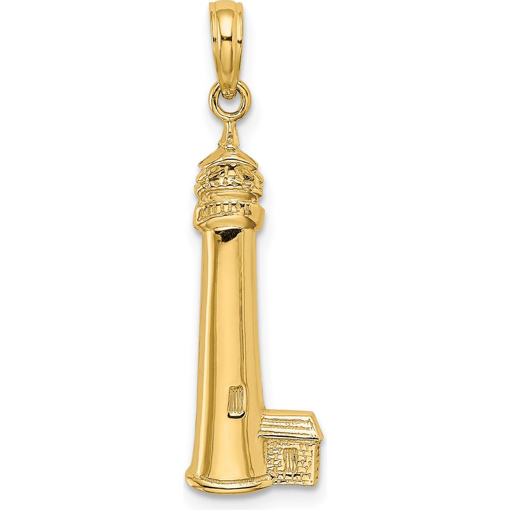 14K Yellow Gold Polished Cape May Lighthouse Pendant Charm by Oro Pregiato