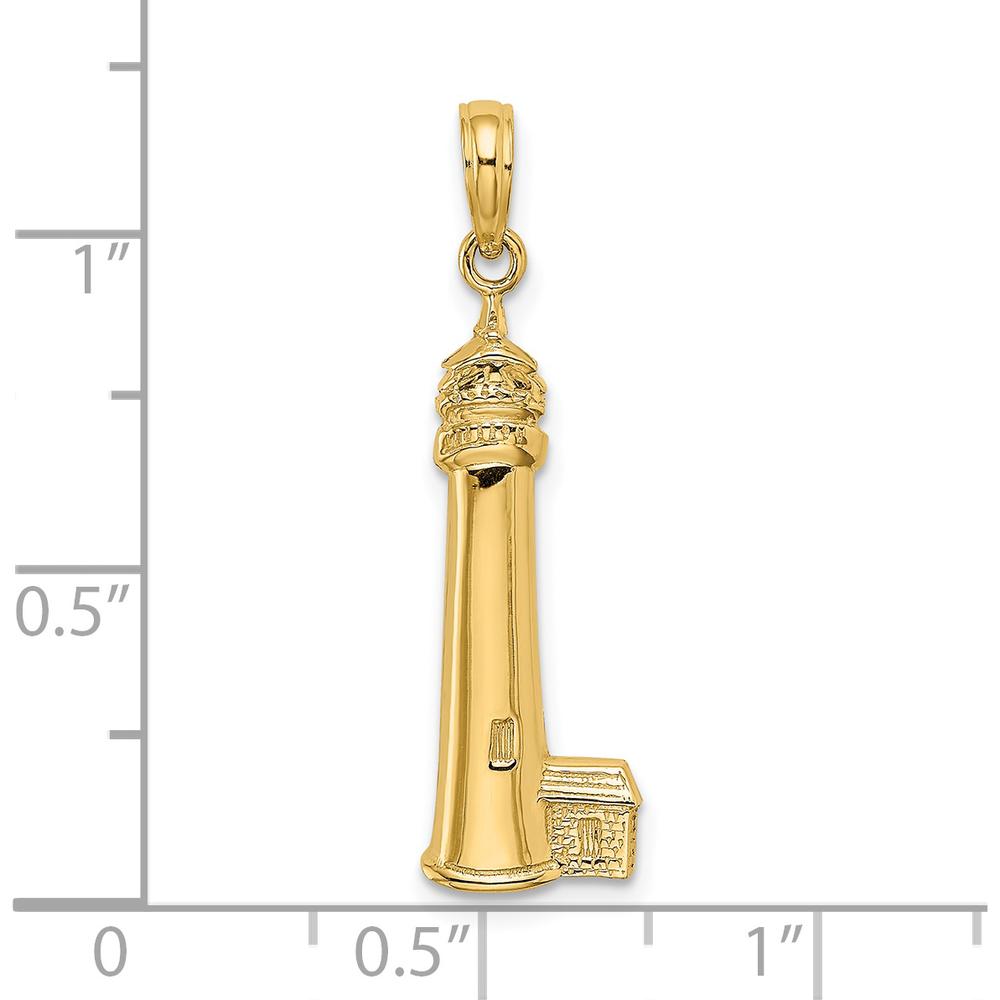 14K Yellow Gold Polished Cape May Lighthouse Pendant Charm by Oro Pregiato