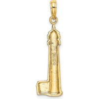 14K Yellow Gold Polished Cape May Lighthouse Pendant Charm by Oro Pregiato