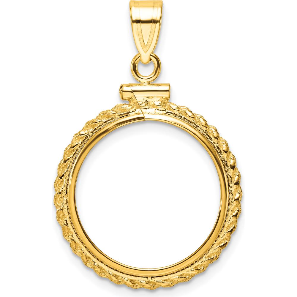 14K Yellow Gold Polished Casted Rope Coin Bezel Pendant - Holds 1/10 oz. Panda Coin by Numis Coin Jewelry