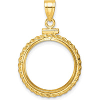 14K Yellow Gold Polished Casted Rope Coin Bezel Pendant - Holds 1/10 oz. Panda Coin by Numis Coin Jewelry