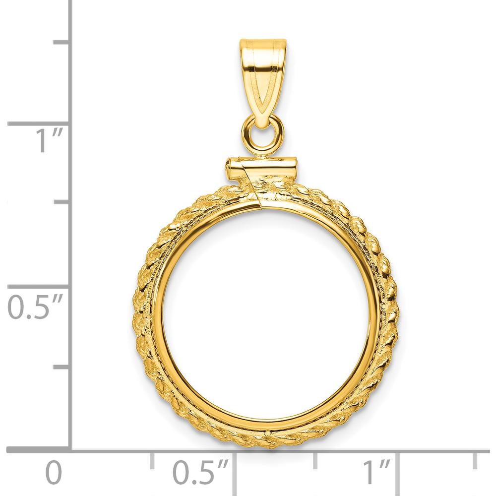 14K Yellow Gold Polished Casted Rope Coin Bezel Pendant - Holds 1/10 oz. Panda Coin by Numis Coin Jewelry