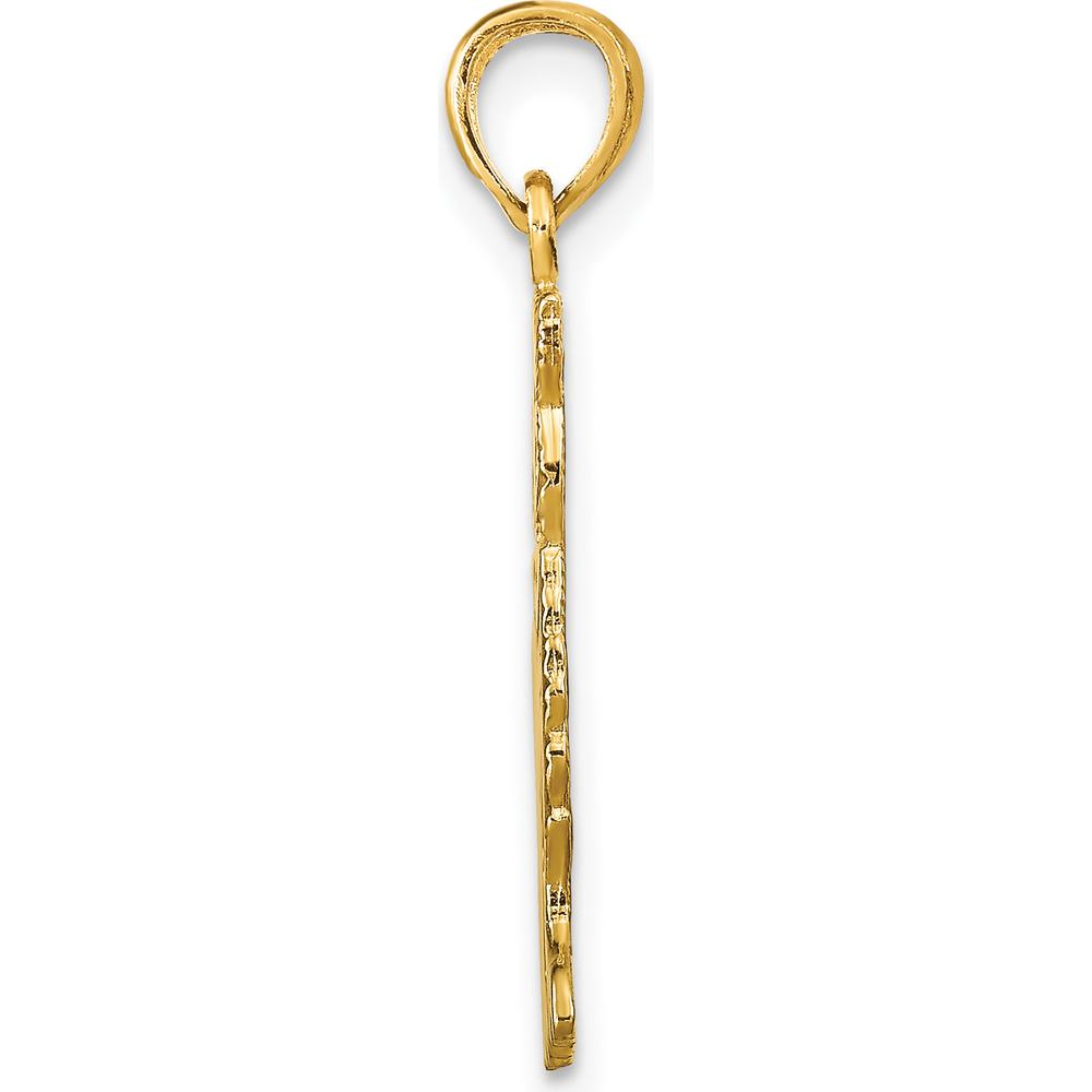 14K Yellow Gold Polished Cat Charm Pendant - Whimsical Animal Jewelry by Oro Pregiato