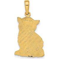 14K Yellow Gold Polished Cat Charm Pendant - Whimsical Animal Jewelry by Oro Pregiato