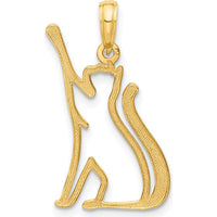 14K Yellow Gold Polished Cat Reaching Pendant - 25mm Length by Oro Pregiato