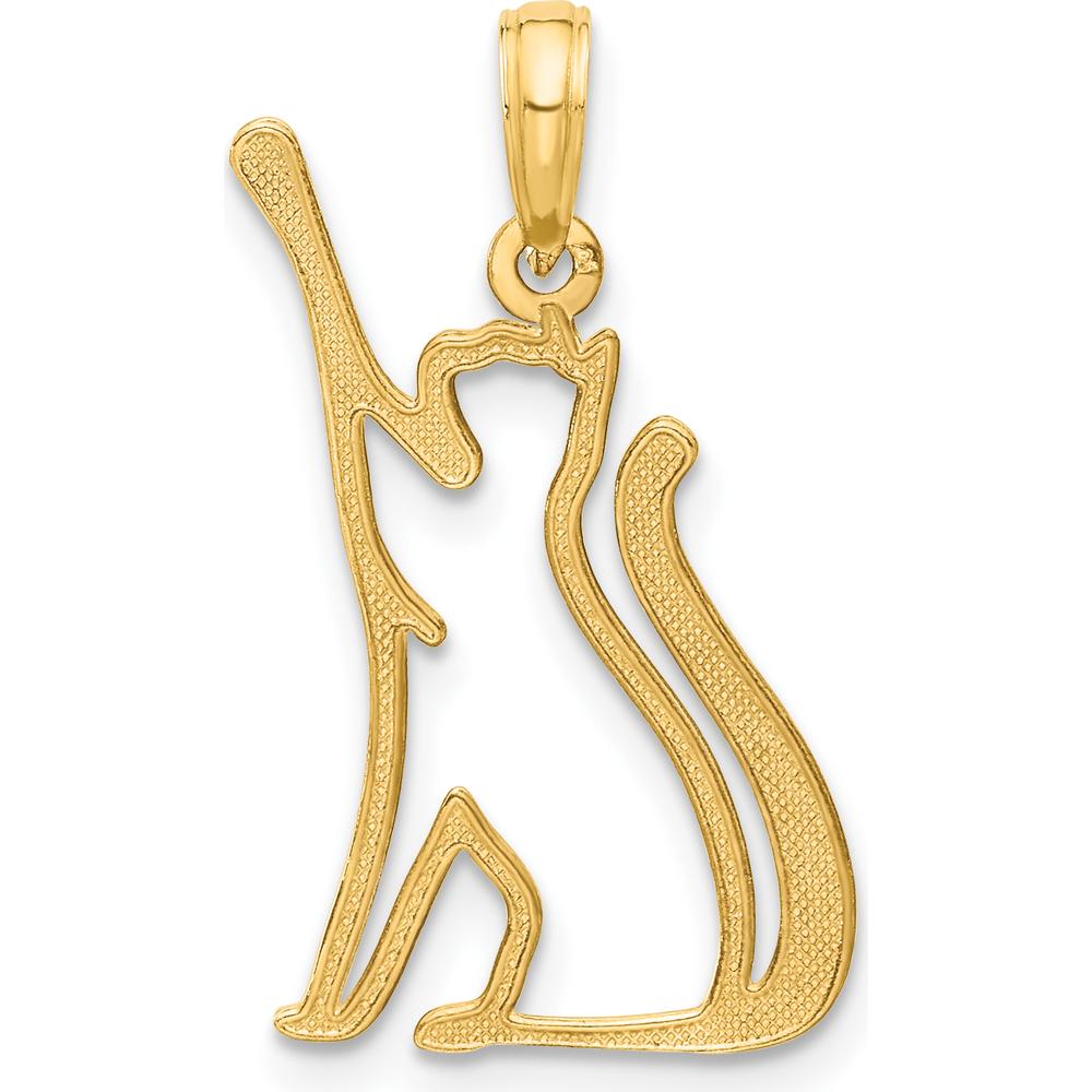 14K Yellow Gold Polished Cat Reaching Pendant - 25mm Length by Oro Pregiato