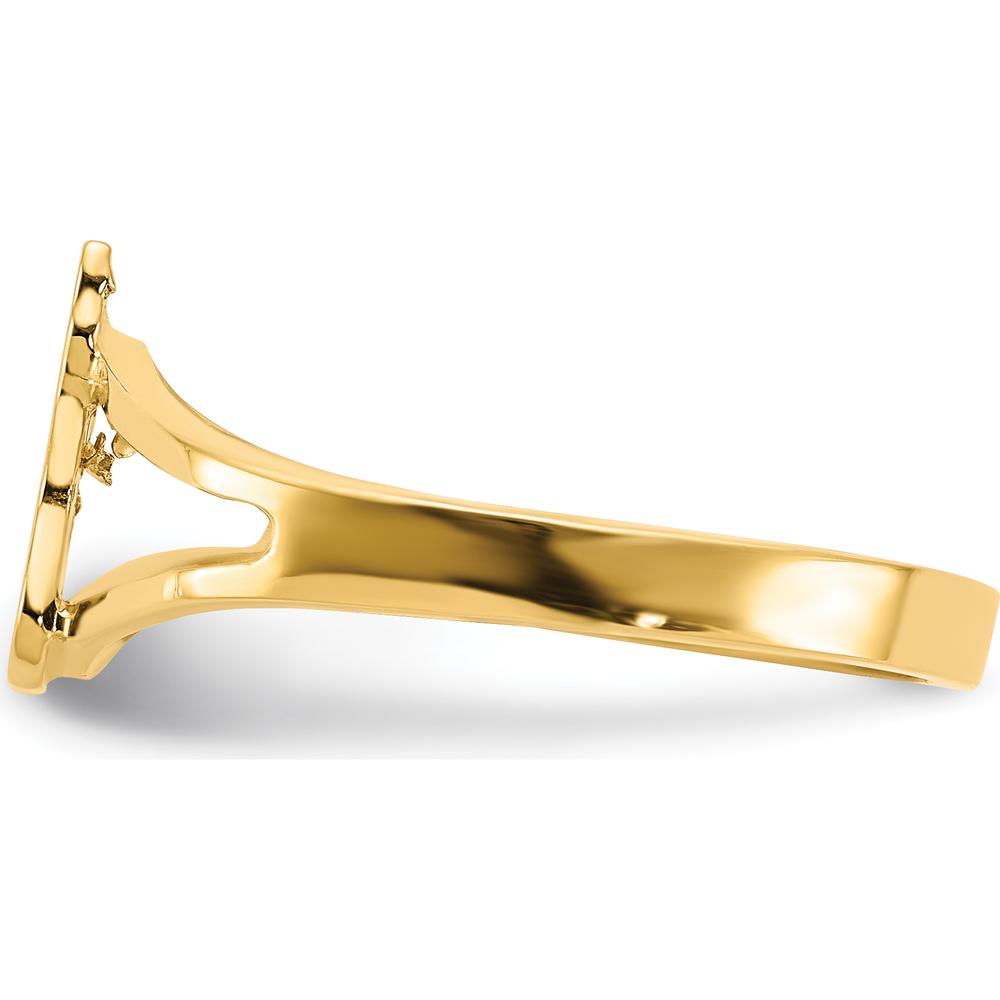 14K Yellow Gold Polished Cat Ring - Whimsical Animal Motif by 0