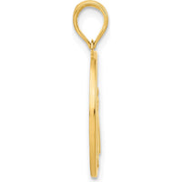 14K Yellow Gold Polished Cat Sitting on Crescent Moon Pendant by Oro Pregiato