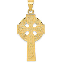 14K Yellow Gold Polished Celtic Cross Pendant - 45.82mm in Length by Oro Pregiato