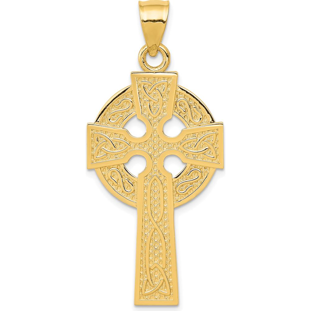 14K Yellow Gold Polished Celtic Cross Pendant - 45.82mm in Length by Oro Pregiato