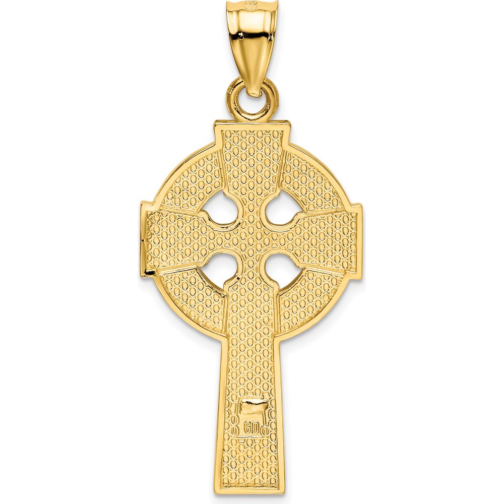 14K Yellow Gold Polished Celtic Cross Pendant - 45.82mm in Length by Oro Pregiato