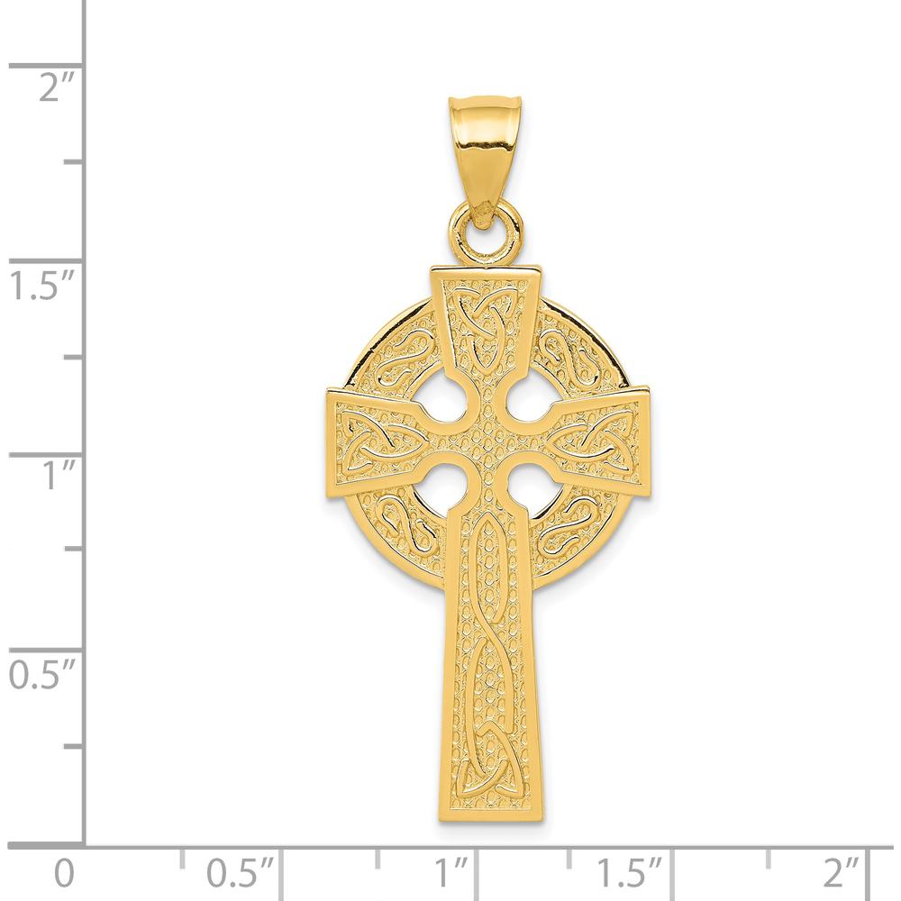 14K Yellow Gold Polished Celtic Cross Pendant - 45.82mm in Length by Oro Pregiato