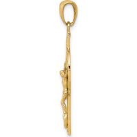 14K Yellow Gold Polished Celtic Crucifix Pendant - Solid Casted Design, 30mm Length, 18mm Width by Oro Pregiato