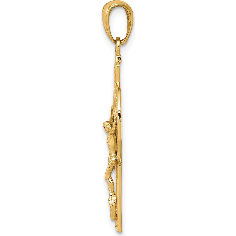 14K Yellow Gold Polished Celtic Crucifix Pendant - Solid Casted Design, 30mm Length, 18mm Width by Oro Pregiato
