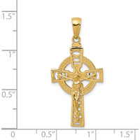14K Yellow Gold Polished Celtic Crucifix Pendant - Solid Casted Design, 30mm Length, 18mm Width by Oro Pregiato