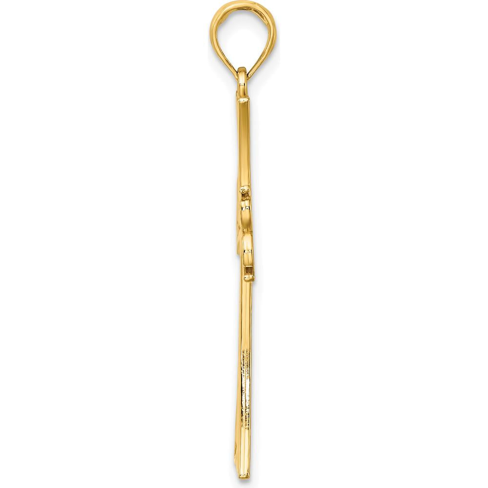 14K Yellow Gold Polished Celtic Knot Cross Charm with Secure Bail - 34.1mm Length by Oro Pregiato