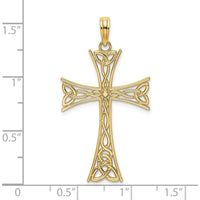 14K Yellow Gold Polished Celtic Knot Cross Charm with Secure Bail - 34.1mm Length by Oro Pregiato