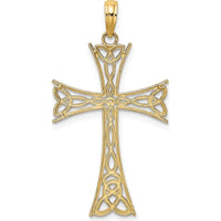 14K Yellow Gold Polished Celtic Knot Cross Charm with Secure Bail - 34.1mm Length by Oro Pregiato
