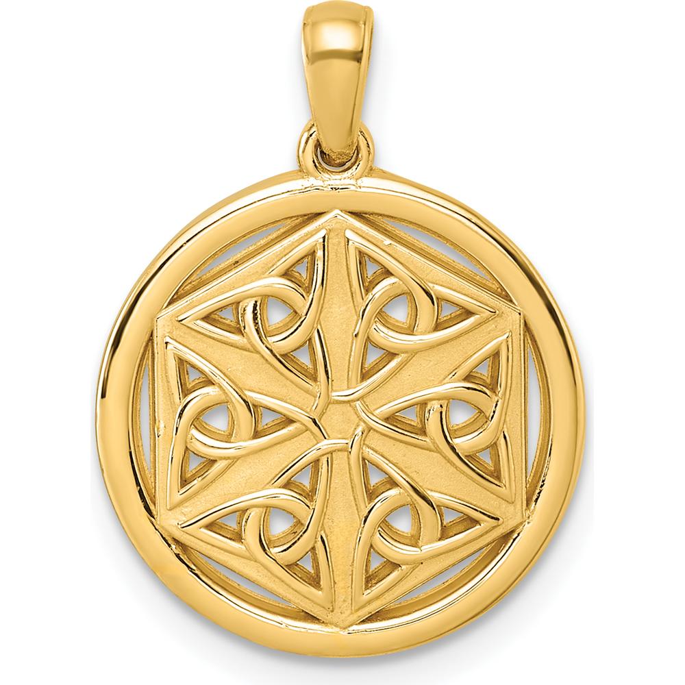 14K Yellow Gold Polished Celtic Knot Hexagon Pendant - 23.35mm Length by Oro Pregiato