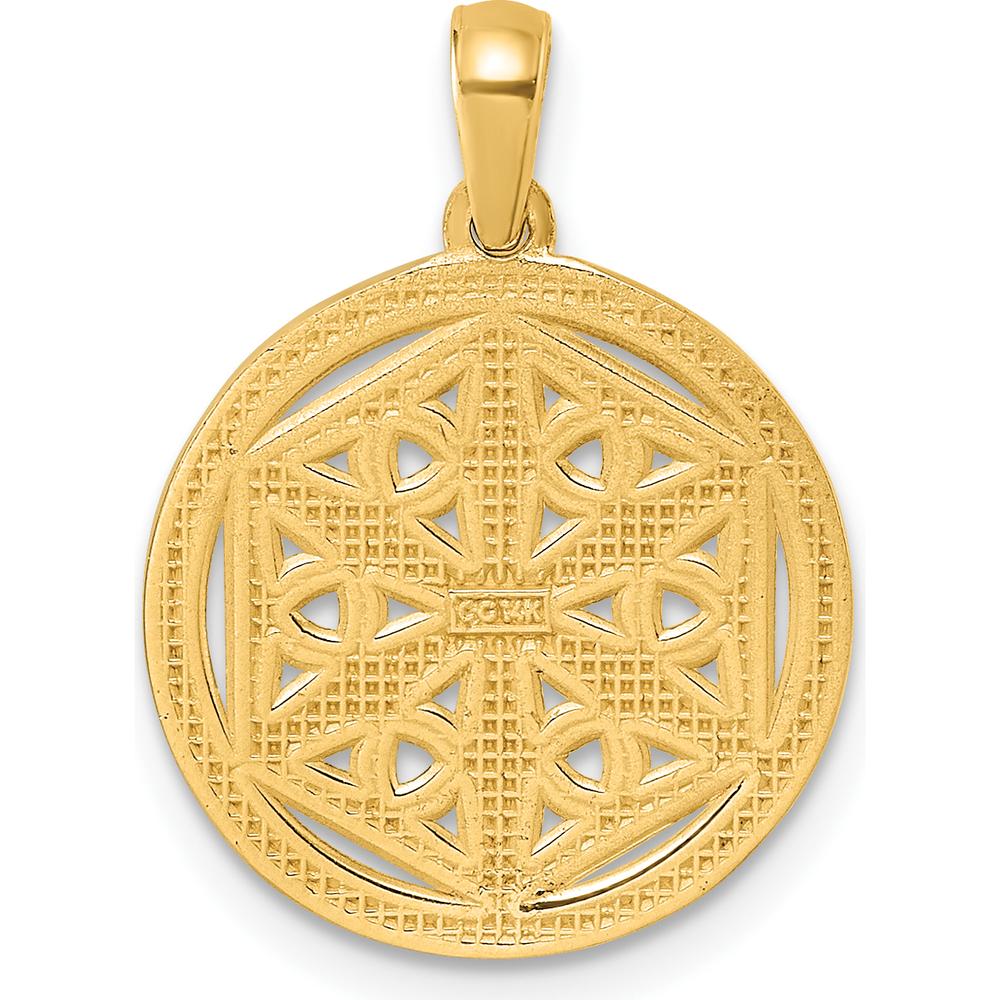 14K Yellow Gold Polished Celtic Knot Hexagon Pendant - 23.35mm Length by Oro Pregiato