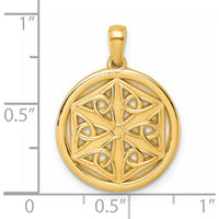 14K Yellow Gold Polished Celtic Knot Hexagon Pendant - 23.35mm Length by Oro Pregiato