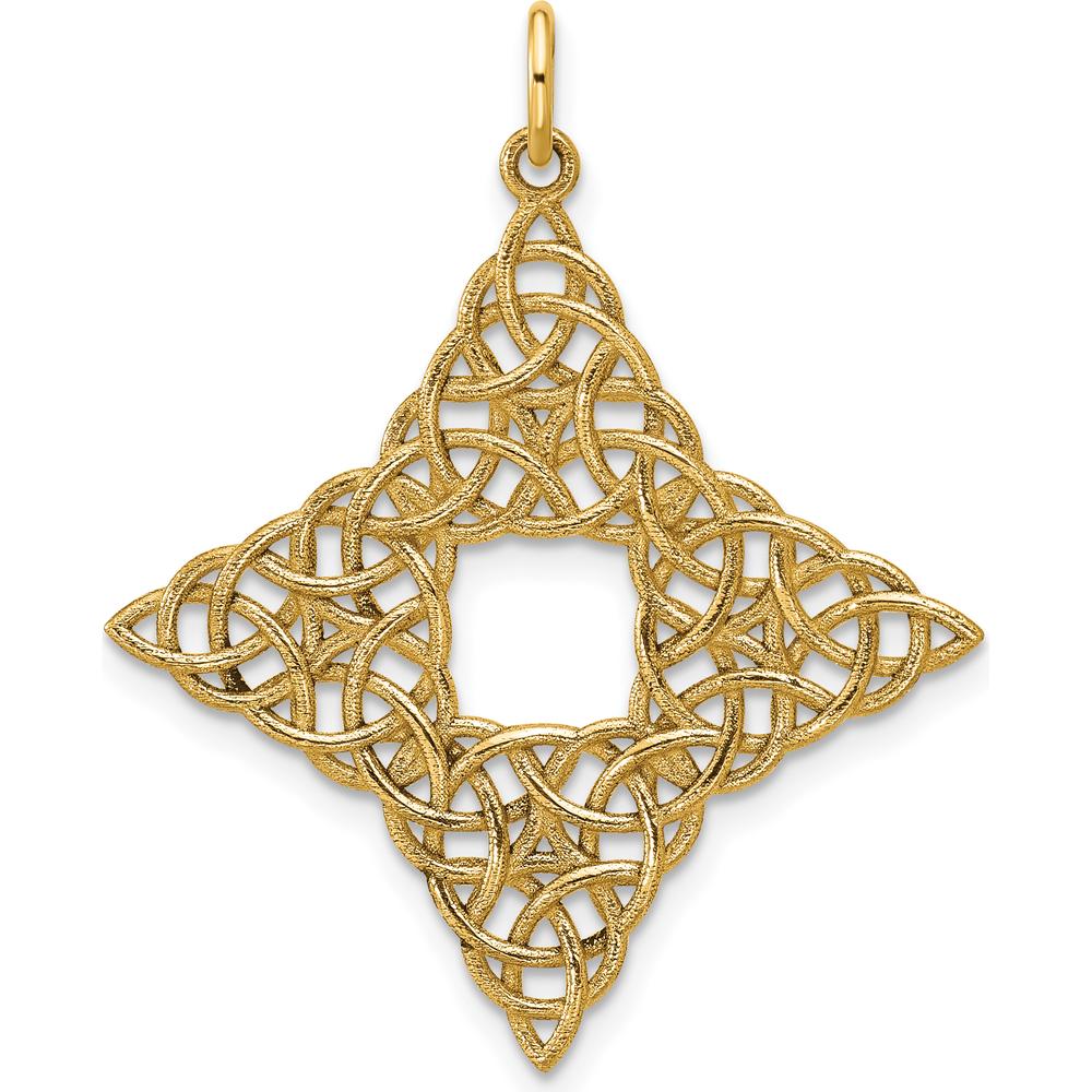 14K Yellow Gold Polished Celtic Knot Pendant - Hollow Design with Open Back by Oro Pregiato