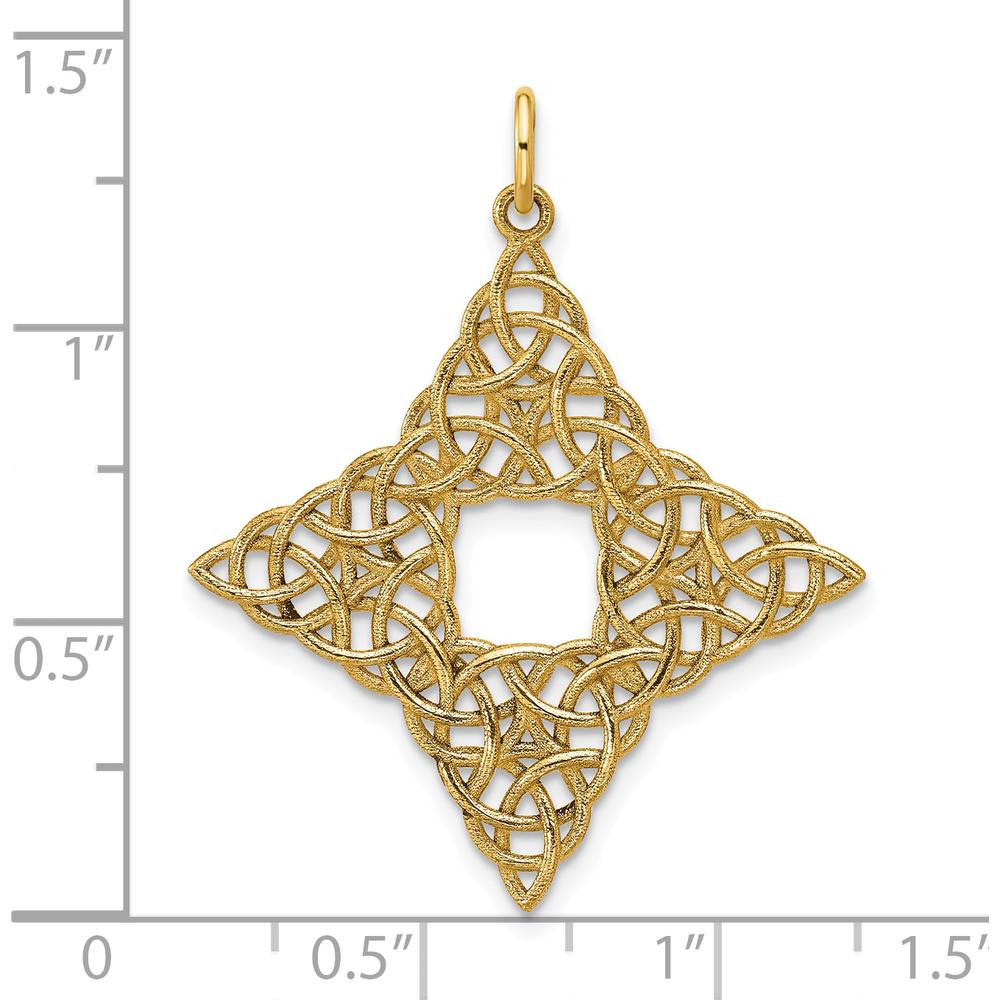 14K Yellow Gold Polished Celtic Knot Pendant - Hollow Design with Open Back by Oro Pregiato