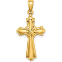 14K Yellow Gold Polished Center Cross Charm Pendant - 33mm Length by Oro Pregiato