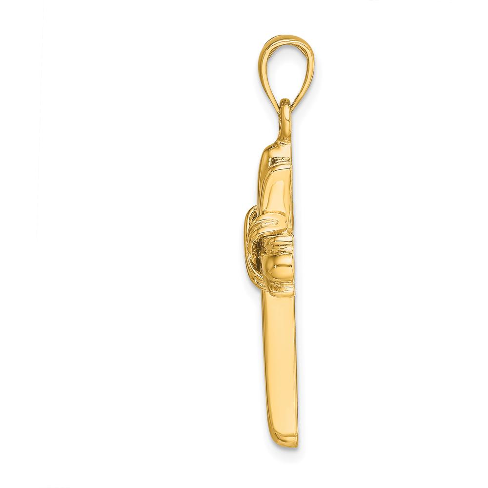 14K Yellow Gold Polished Center Cross Charm Pendant - 33mm Length by Oro Pregiato