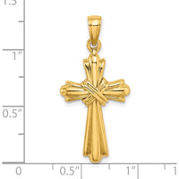 14K Yellow Gold Polished Center Cross Charm Pendant - 33mm Length by Oro Pregiato