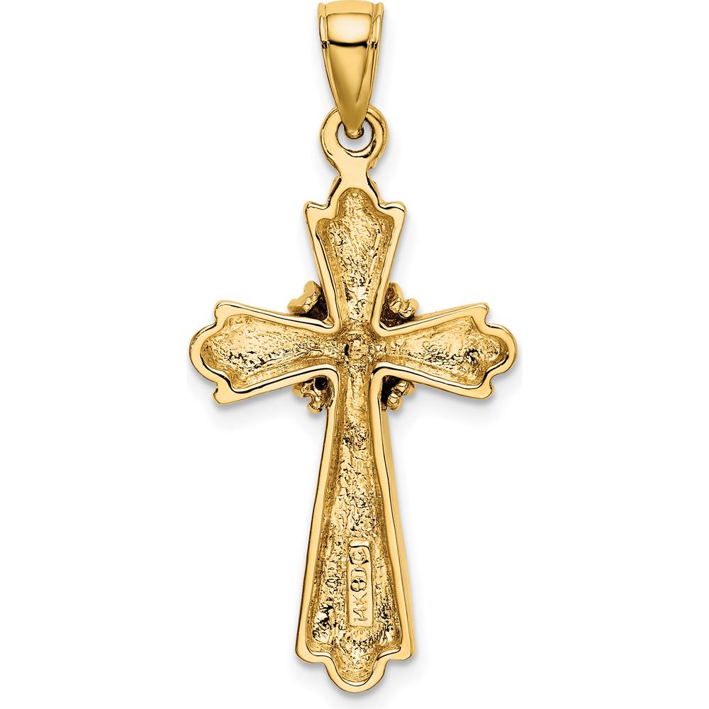 14K Yellow Gold Polished Center Cross Charm Pendant - 33mm Length by Oro Pregiato