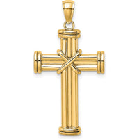 14K Yellow Gold Polished Center Cross Pendant - 36.95mm Length by Oro Pregiato