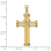 14K Yellow Gold Polished Center Cross Pendant - 36.95mm Length by Oro Pregiato