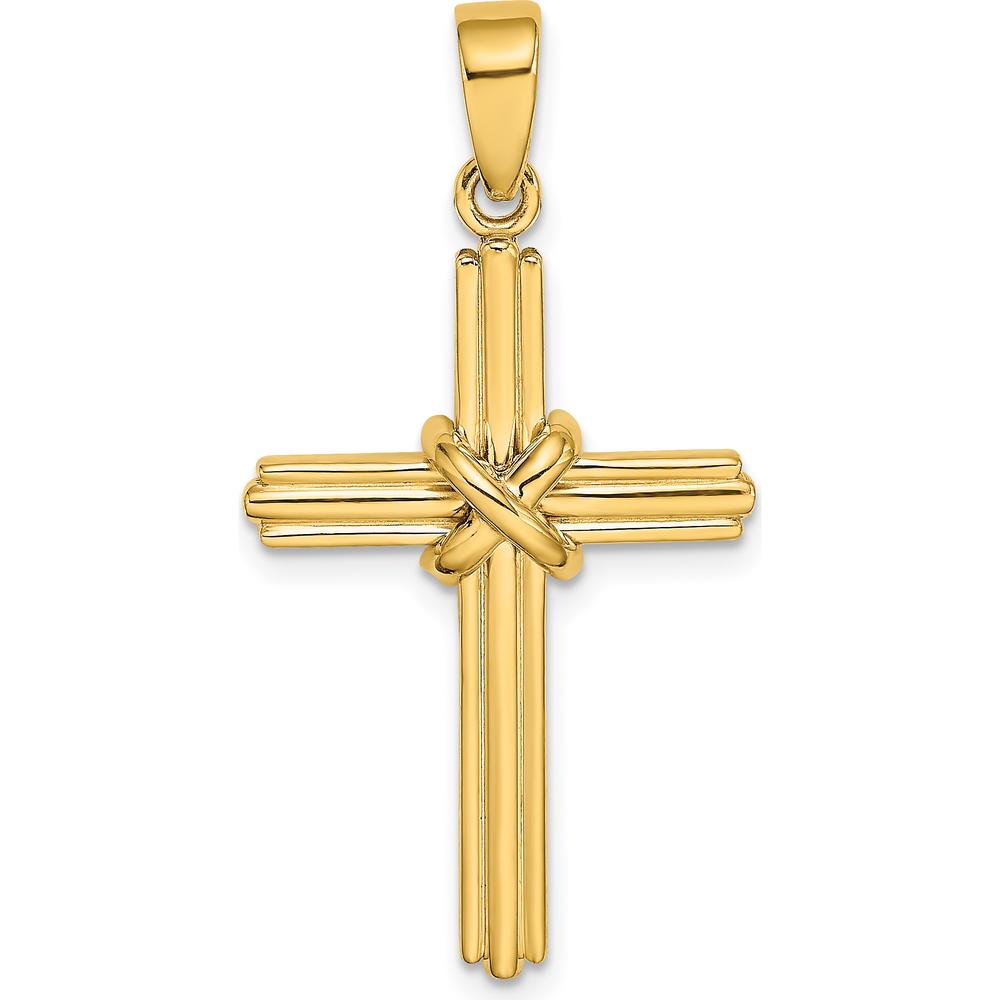14K Yellow Gold Polished Center Cross Pendant Charm - 33.9mm Length, 18.3mm Width by Oro Pregiato