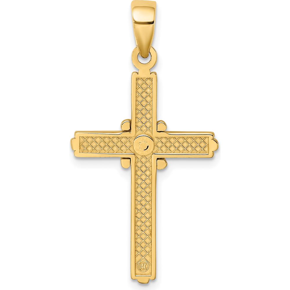 14K Yellow Gold Polished Center Cross Pendant Charm - 33.9mm Length, 18.3mm Width by Oro Pregiato