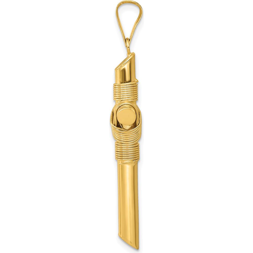 14K Yellow Gold Polished Center Wrap Tube Cross Pendant - 43.3mm Length by Oro Pregiato