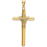 14K Yellow Gold Polished Center Wrap Tube Cross Pendant - 43.3mm Length by Oro Pregiato