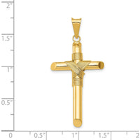 14K Yellow Gold Polished Center Wrap Tube Cross Pendant - 43.3mm Length by Oro Pregiato