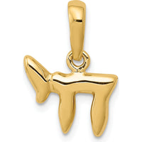 14K Yellow Gold Polished Chai Pendant - 18mm Length, 13mm Width by Oro Pregiato