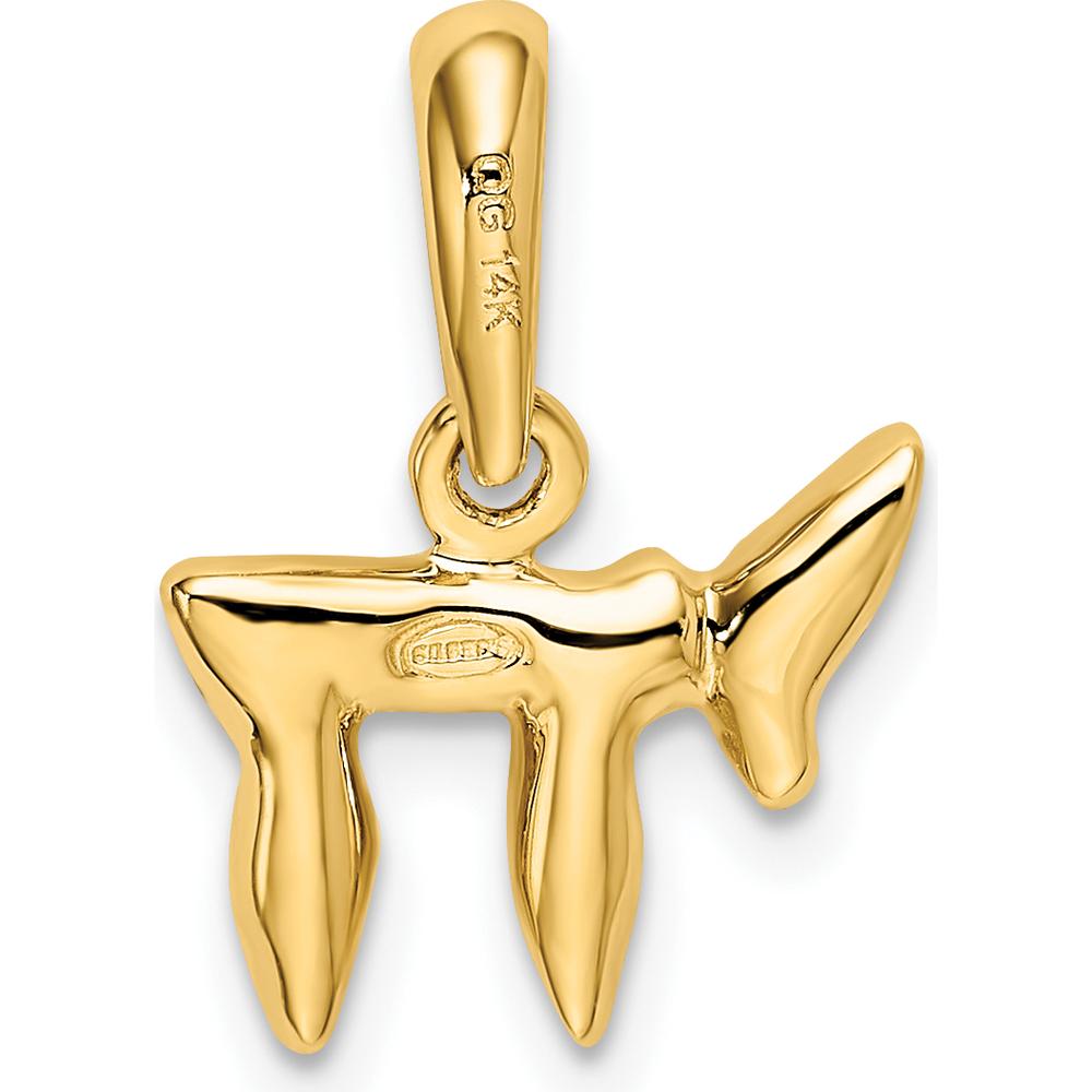 14K Yellow Gold Polished Chai Pendant - 18mm Length, 13mm Width by Oro Pregiato