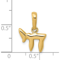 14K Yellow Gold Polished Chai Pendant - 18mm Length, 13mm Width by Oro Pregiato
