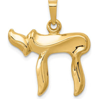 14K Yellow Gold Polished Chai Pendant - 24mm Length by Oro Pregiato
