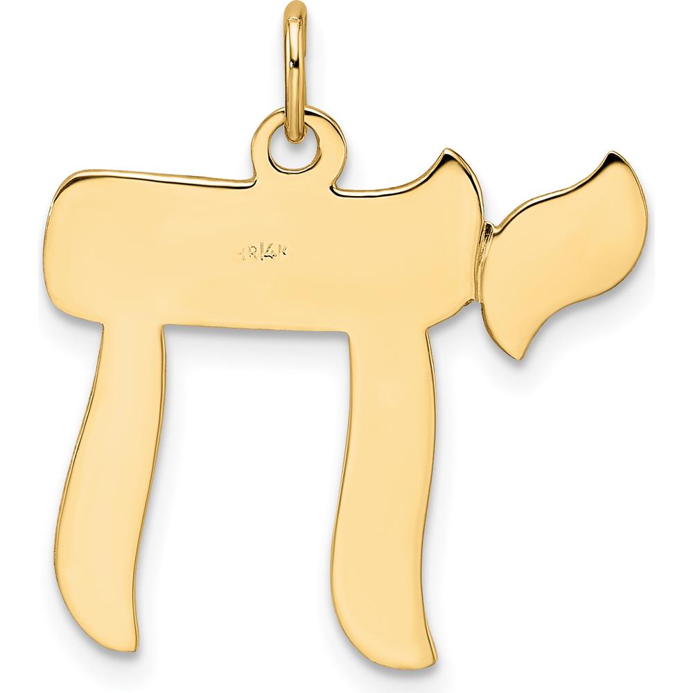 14K Yellow Gold Polished Chai Symbol Pendant - Timeless Spiritual Charm by Oro Pregiato