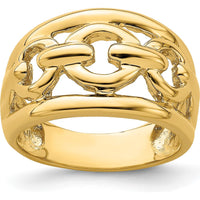 14K Yellow Gold Polished Chain Design Fashion Ring - Domed Shape by 0