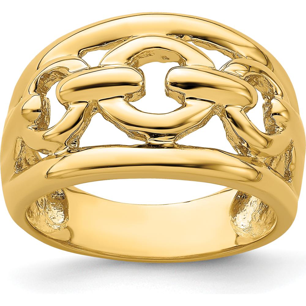 14K Yellow Gold Polished Chain Design Fashion Ring - Domed Shape by 0