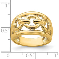 14K Yellow Gold Polished Chain Design Fashion Ring - Domed Shape by 0