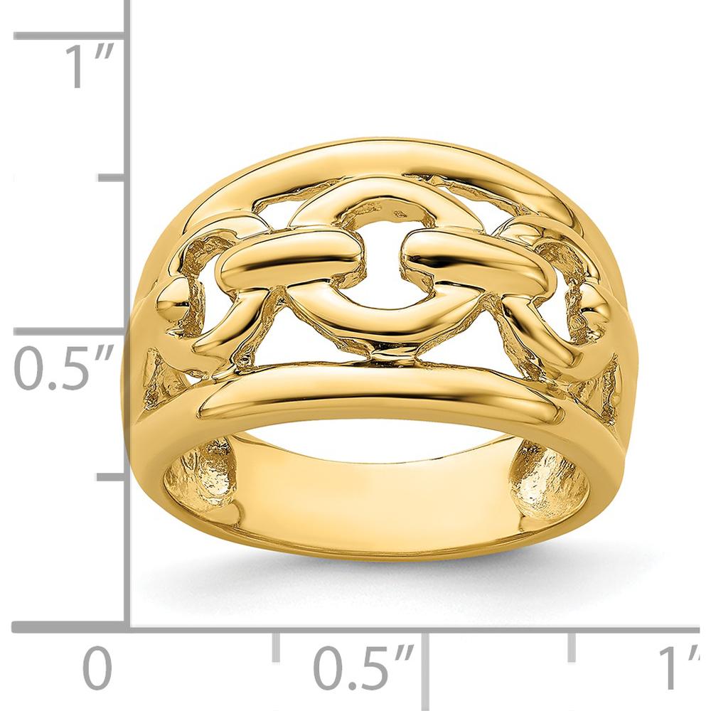 14K Yellow Gold Polished Chain Design Fashion Ring - Domed Shape by 0