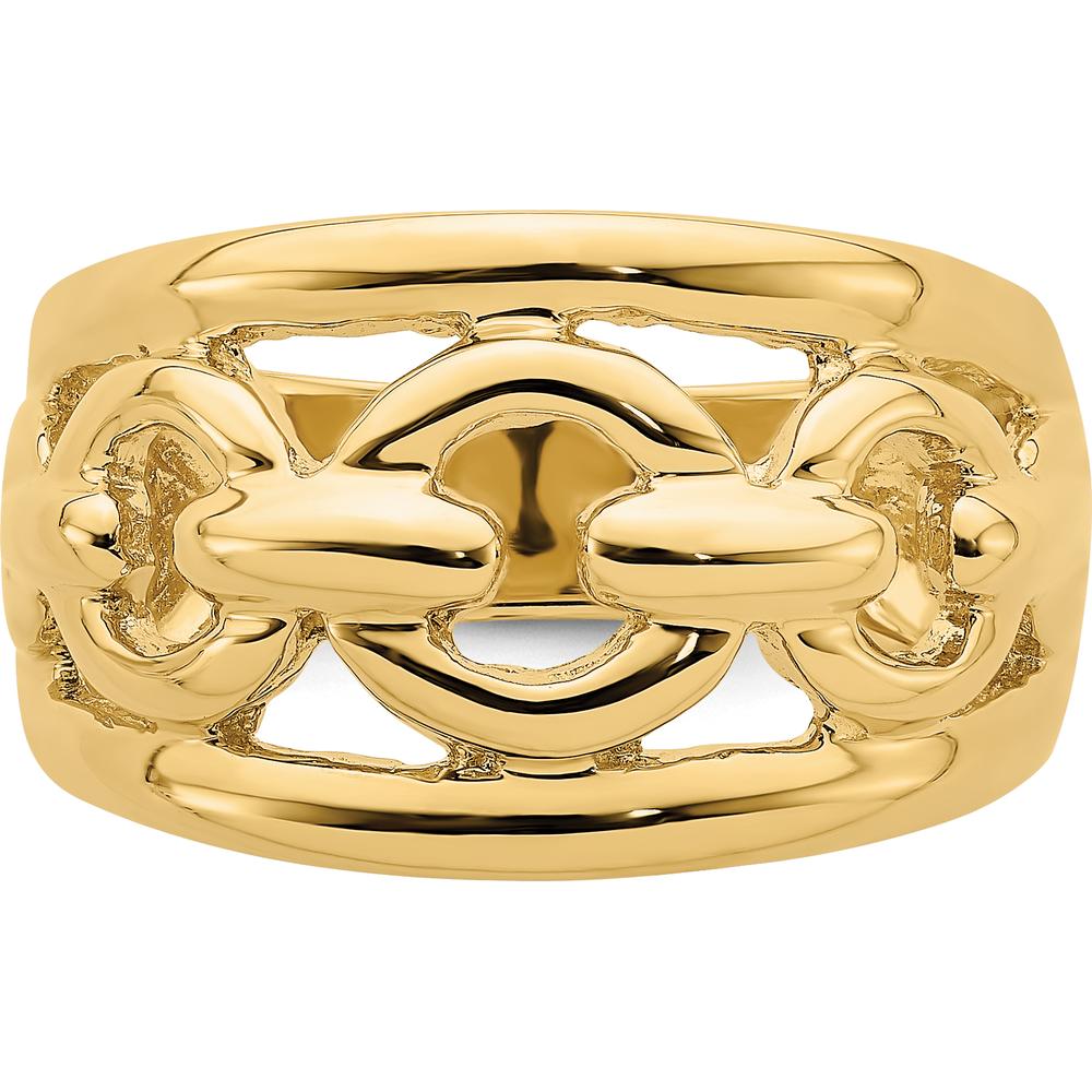 14K Yellow Gold Polished Chain Design Fashion Ring - Domed Shape by 0
