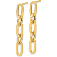 14K Yellow Gold Polished Chain Link Drop Dangle Earrings - Elegant Textured Design by 0